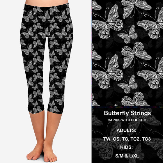 B W Butterfly Strings Leggings & Capris with Pockets