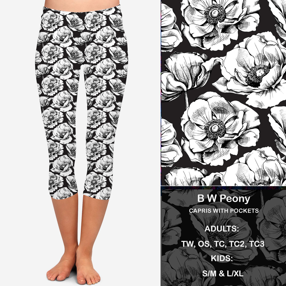 
                      
                        Black and White Peony Leggings with Pockets
                      
                    