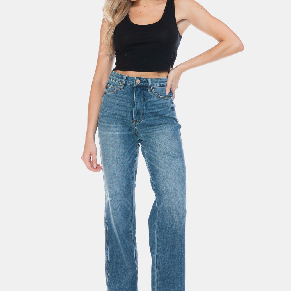 
                      
                        Judy Blue Full Size Tummy Control Cut Raw Hem Straight Jeans
                      
                    