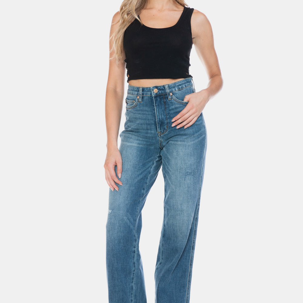 
                      
                        Judy Blue Full Size Tummy Control Cut Raw Hem Straight Jeans
                      
                    