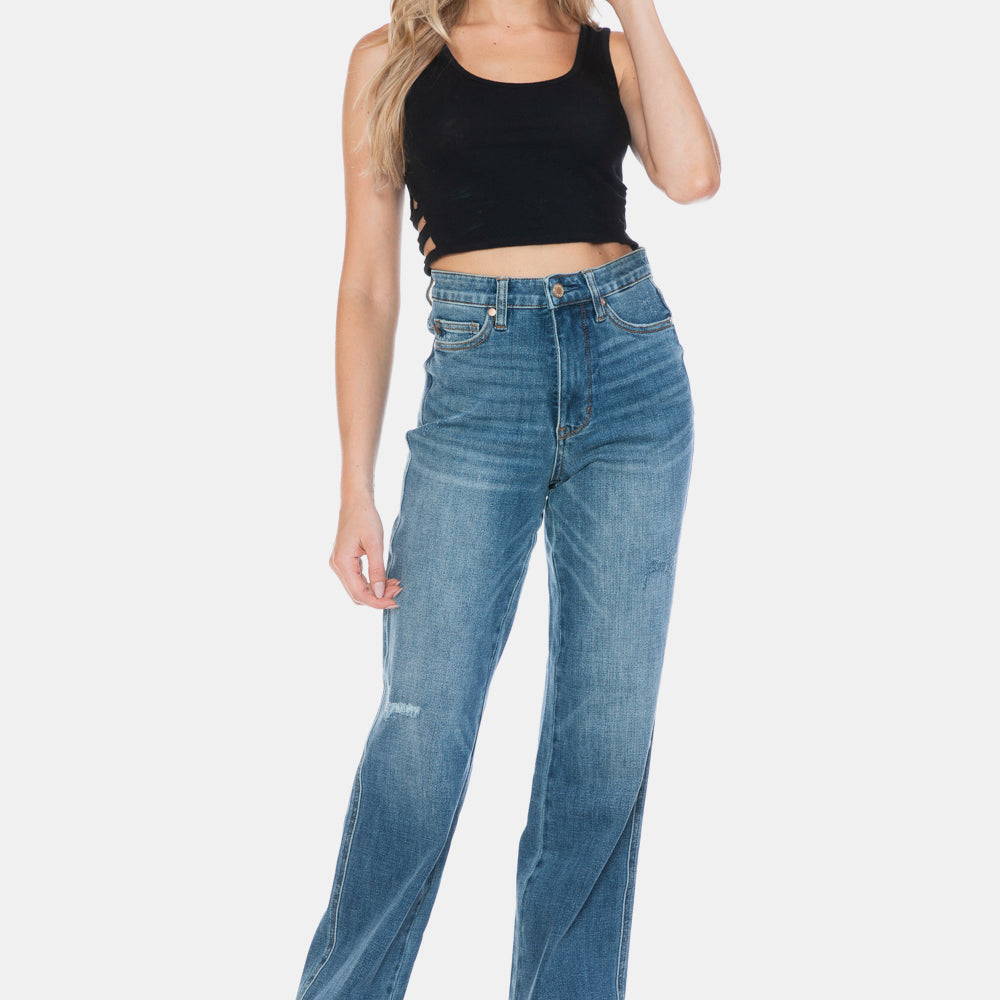 
                      
                        Judy Blue Full Size Tummy Control Cut Raw Hem Straight Jeans
                      
                    