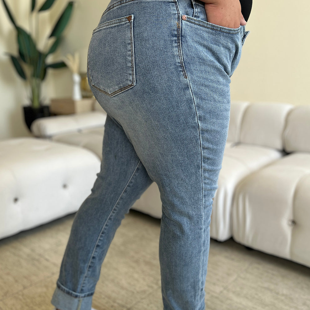 
                      
                        High Waist Cuff Hem Skinny Jeans
                      
                    