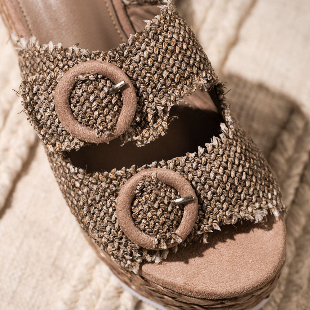 
                      
                        Eriwen Buckle Wedge in Taupe
                      
                    