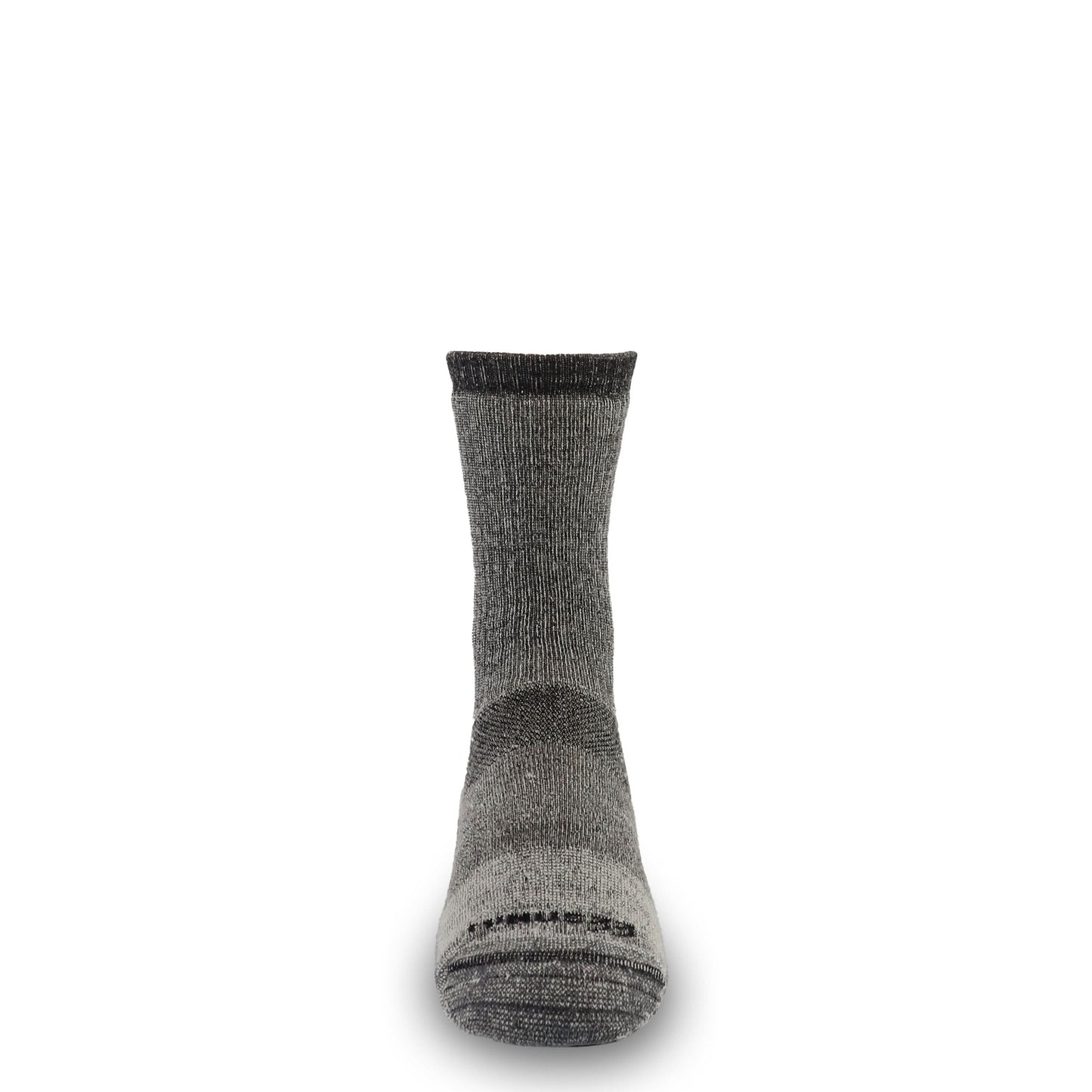 Heavyweight merino wool boot sock in gray heather with seamless toe construction