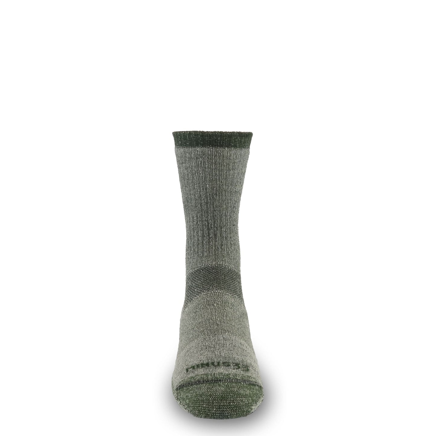 Heavyweight merino wool crew sock in olive with full terry cushioning throughout