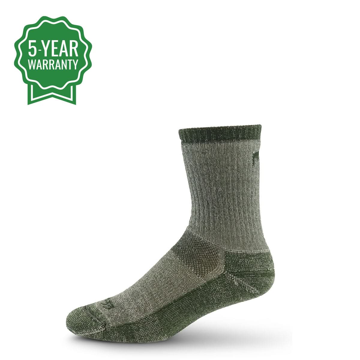 Heavyweight merino wool boot sock in olive with full terry cushioning throughout