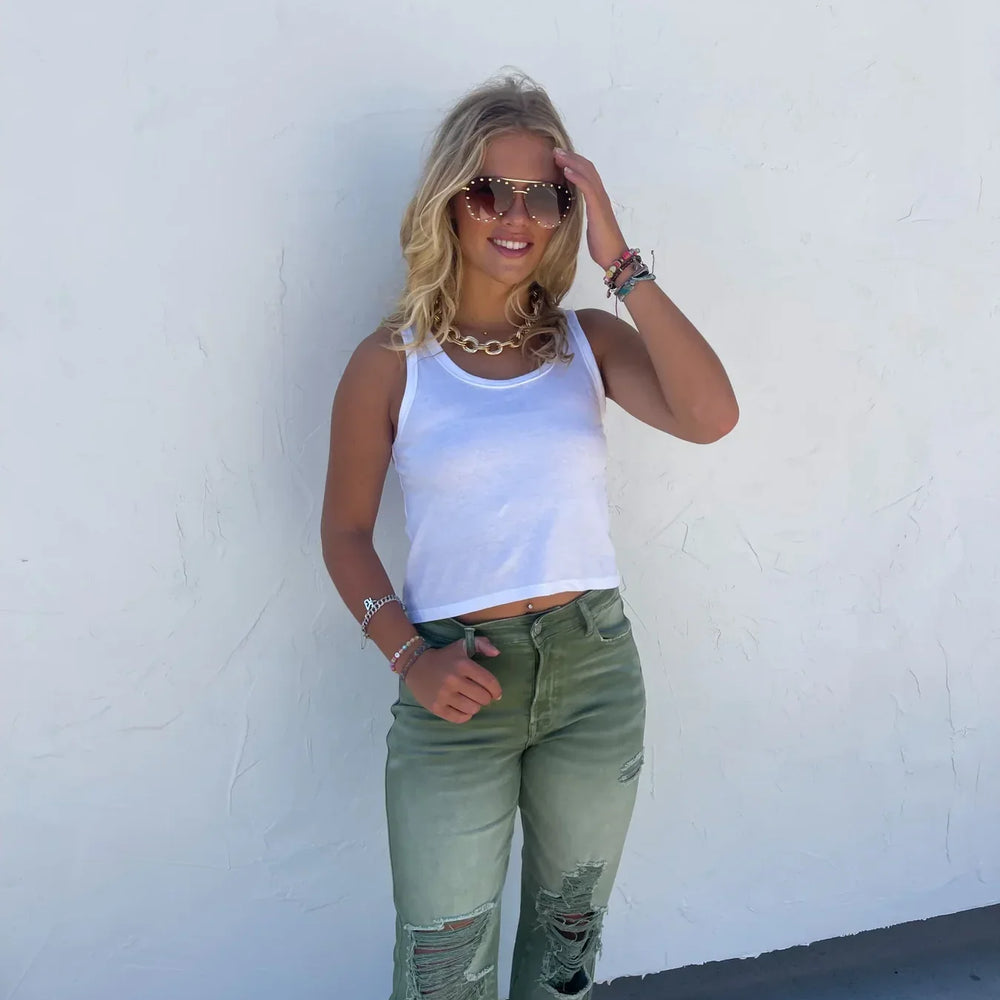 
                      
                        Blakeley Distressed Jeans In Olive and Camel
                      
                    