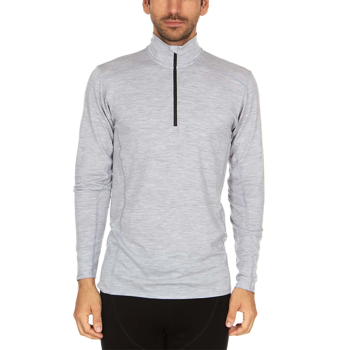 Microweight Woolverino Men’s 1/4 Zip Merino Wool Base Layer in Ash Gray