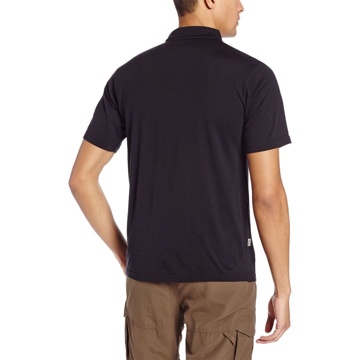 Back view of Kearsarge Merino Wool Polo shirt, showcasing lightweight design and outdoor versatility.
