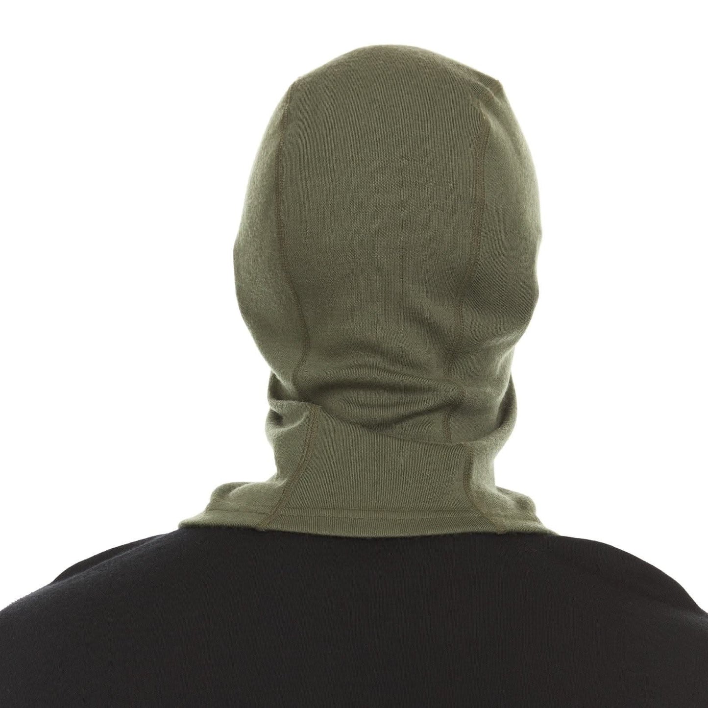 Minus33 heavyweight Merino wool balaclava in olive drab green for winter sports and cold weather