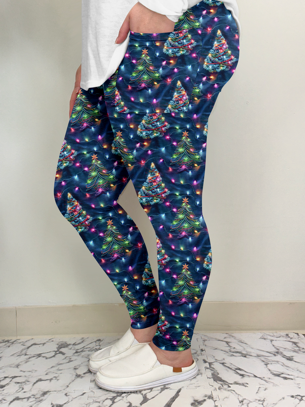 Neon X-Mas Tree Leggings w/ Pockets