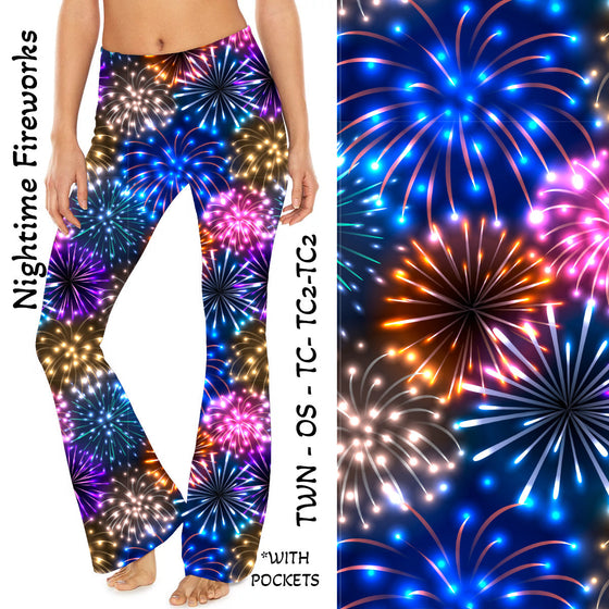 Nighttime Fireworks Yoga Flares with Pockets