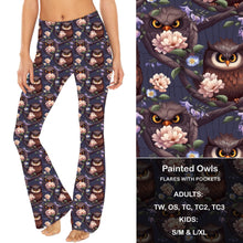  Painted Owls - Yoga Flares with Pockets