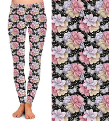  Pastel Flowers Leggings with Pockets