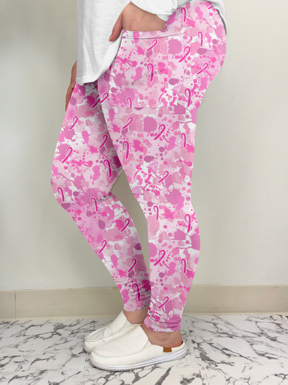 Pink Ribbon Leggings w/ Pockets