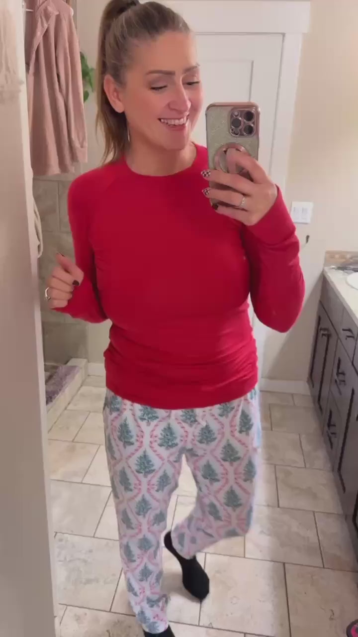 Christmas Classic Joggers in Green Ribbons