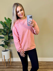  Michelle Mae Catherine Corded Pullover - Coral