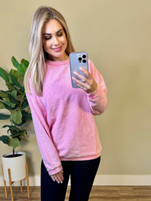  Michelle Mae Catherine Corded Pullover - Pink Sands