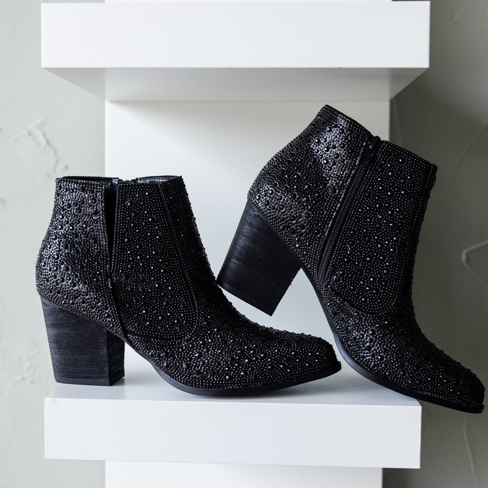 
                      
                        Shine Star Rhinestone Bootie in Black
                      
                    