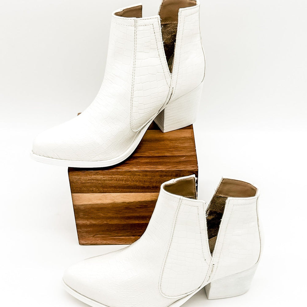 
                      
                        Tarim Bootie in White Croc
                      
                    