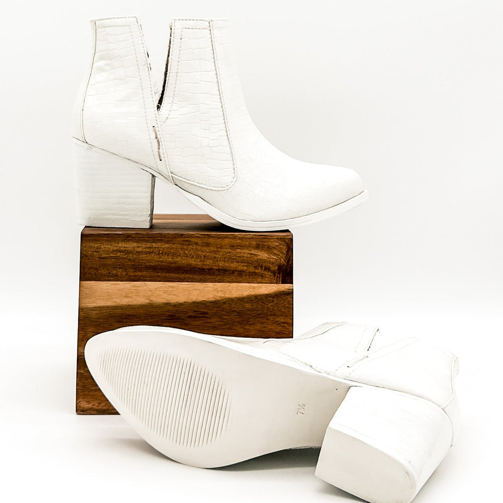 
                      
                        Tarim Bootie in White Croc
                      
                    