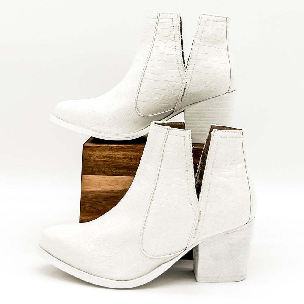 
                      
                        Tarim Bootie in White Croc
                      
                    