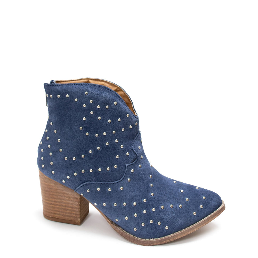 
                      
                        Twilight Studded Heeled Ankle Boot in Denim
                      
                    