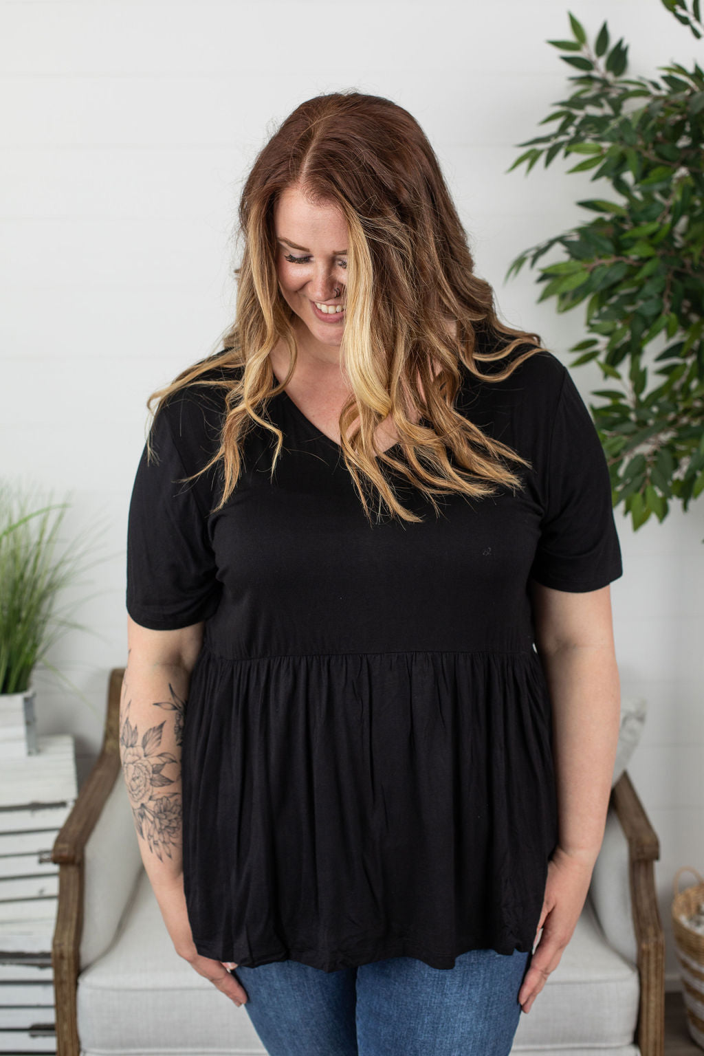 EN STOCK Haut à volants Sarah - Noir