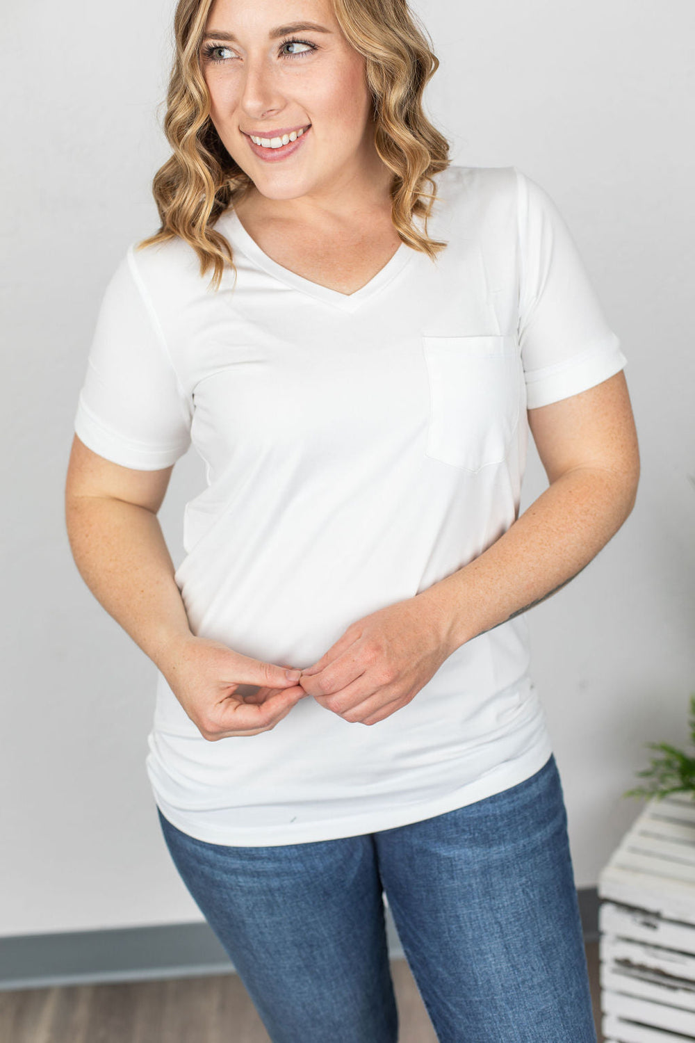 Camiseta con bolsillo Sophie - Blanco