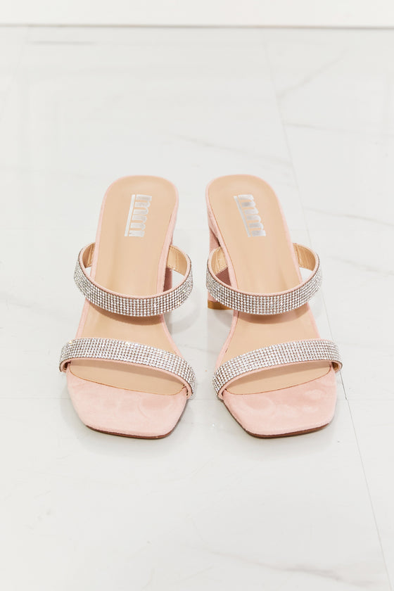 Sandalias de tacón en bloque con diamantes de imitación en rosa Leave A Little Sparkle de MMShoes