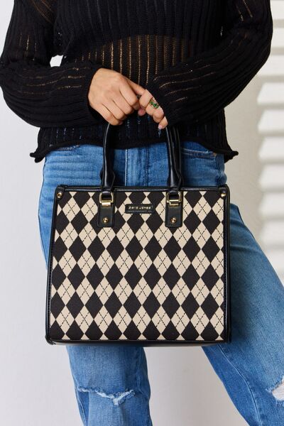 Argyle Pattern PU Leather Handbag